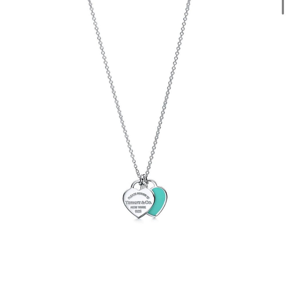 Tiffany & Co. Mini Double Tag Heart Pendant Necklace